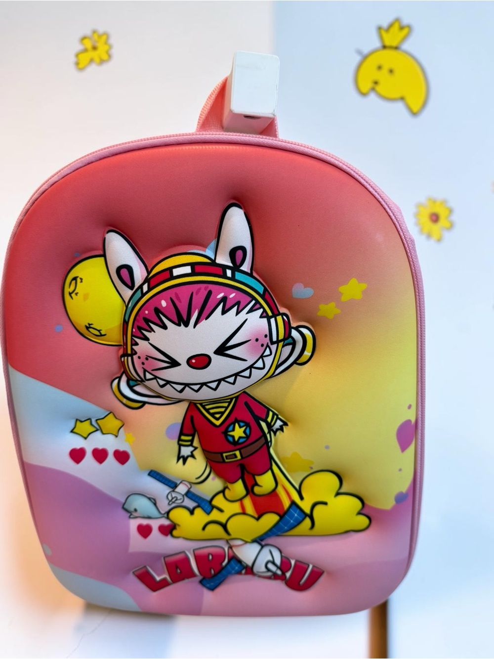 NWOT Kids Pink Gradient Bunny Rocket Backpack unbranded